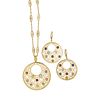 GEM SET YELLOW GOLD DISC EARRING & NECKLACE SUITE