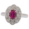 GIA Certified Unheated Natural Ruby and Diamond Orianne Ring in Platinum