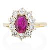RUBY & DIAMOND YELLOW GOLD CLUSTER RING