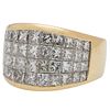 Three Carat Total Weight Princess Cut Diamond Ring in 18 Karat Yellow Gold