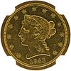 U.S. 1843-O SMALL DATE $2.5 GOLD COIN