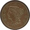 U.S. 1849 BRAIDED HAIR 1C COIN