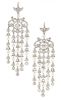 A Pair of Platinum, Diamond and Pearl Chandelier Earrings, 22.60 dwts.