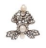 A Victorian Silver Topped Gold, Pearl and Diamond En Tremblant Pendant/Brooch, 11.70 dwts.