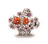 An Art Deco Platinum, Coral, Ruby and Diamond Giradinetto Brooch, 4.30 dwts.