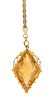 * An Edwardian 14 Karat Yellow Gold and Citrine Cameo Lavalier Necklace, 12.60 dwts.
