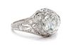 An Art Deco Platinum and Diamond Ring, 2.80 dwts.
