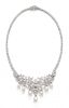 A Platinum, White Gold, Cultured Pearl and Diamond Fringe Necklace, 47.30 dwts.