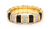 An 18 Karat Yellow Gold, Platinum, Diamond and Onyx 'Paillone' Bangle Bracelet, Jean Schlumberger for Tiffany & Co., 98.20 dw
