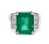 A White Gold, Emerald and Diamond Ring, 7.00 dwts