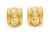 * A Pair of 19 Karat Yellow Gold and Diamond Hoop Earrings, Elizabeth Locke, 9.90 dwts.