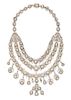 A Yellow Gold, Silver and Diamond Bib Necklace, 165.70 dwts.