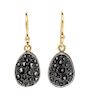 A Pair of 18 Karat Yellow Gold, Sterling Silver and Black Diamond Earrings, Todd Pownell, 2.80 dwts.