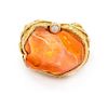 An 18 Karat Yellow Gold, Mexican Fire Opal and Diamond Ring, Katy Briscoe, 14.10 dwts.