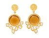 * A Pair of 20 Karat Yellow Gold, Citrine and Diamond Earrings, Coomi, 7.40 dwts.