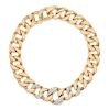 A 14 Karat Yellow Gold, Platinum and Diamond Curb Link Necklace, J.E. Caldwell & Co., 130.40 dwts.