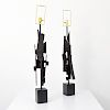 Pair of Harry Balmer Brutalist Table Lamps