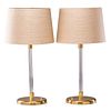PAIR OF LUCITE AND BRASS LAMPS