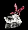 A Tourmaline Duck Carving,, Idar-Oberstein, Germany,, composed of an intense purplish red and highly transparent rubellite tourm