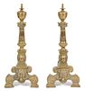 A Pair of Flemish Baroque Style Brass Chenets Height 24 inches.
