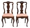 A Pair of Chippendale Style Mahogany Side Chairs Height 39 inches.