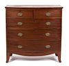 An American Hepplewhite Style Cherry Bow Front Chest of Drawers Height 43 1/4 x width 41 x depth 19 1/2 inches.