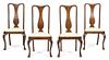 A Group of Four Queen Anne Style Walnut Side Chairs