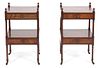 A Pair of Sheraton Style Two-Tier Side Tables Height 26 1/2 x width 16 x depth 15 1/2 inches.
