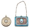 Two French Enameled Silver Compacts Largest height 3 x width 3 1/3 x depth 1/2 inches.