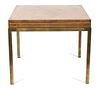 A Contemporary Brass Inlaid Walnut Square Table