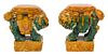 A Pair of Glazed Ceramic Foo Lion Form Garden Seats Height 20 inches.