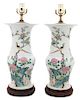 A Pair of Chinese Export Porcelain Vases Height of vase 15 1/2 inches.