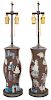 A Pair of Chinese Ceramic Table Lamps Overall height 29 1/2 inches.