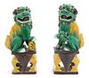 A Pair of Chinese Sancai Glazed Porcelain Foo Dogs