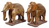A Pair of Indian Carved Teak Models of Elephants Height 46 x width 23 x depth 52 inches.