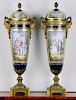 Pair of ormolu mounted and covered porcelain vases by Sevres