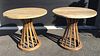Pair of Mid-Century modern round marble top and bentwood end tables
