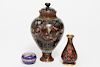 Japanese Cloisonne Covered Jar, Antique, & 2 More