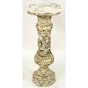 Antique Italian Carved White Marble Pedestal. Nicks to top, stains, and glue residue beneath top surface.