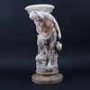 Antique Italian Carved Marble and Alabaster "Rebecca at the Well" Figural Lamp.