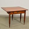 Late Federal Carved and Figured Maple One-drawer Card Table, New England, 19th century, ht. 28, wd. 39, dp. 18 in.