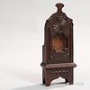 Carved and Glazed Walnut Watch Hutch, 20th century, ht. 12 1/2 in.