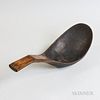 Early Carved Hardwood Ladle, ht. 5, wd. 17 3/4 in.