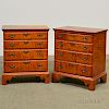 Pair of Diminutive Eldred Wheeler Queen Anne-style Tiger Maple Chests of Drawers, (imperfections), ht. 28 1/4, wd. 24, dp. 16
