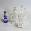 Seven Blown and Cut Glass Decanters and Bottles, including a cobalt cut-to-clear, ht. to 11 1/2 in.