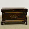 Stenciled and Painted Six-board Chest, ht. 26, wd. 42, dp. 20 in.