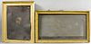 Two Gilt-framed Items, one with eglomise mat, one of a religious scene, (damage), ht. to 30 1/2, wd. to 40 1/2 in.