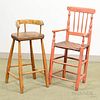 Two Country High Chairs, 18th/19th century, ht. to 37 in.