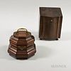 Colonial Williamsburg George III-style Mahogany Octagonal Tea Caddy and a Letter Box, ht. to 8 in.