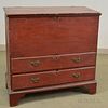 Queen Anne Red-painted Pine Two-drawer Blanket Chest, 18th century, ht. 37 1/2, wd. 37, dp. 18 1/2 in.